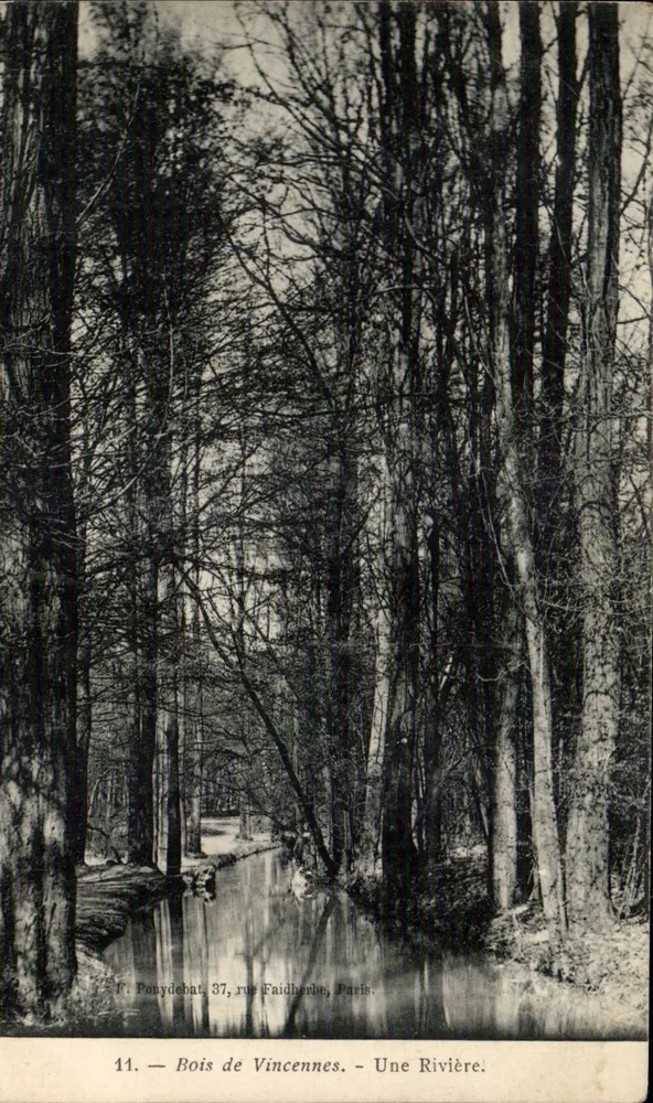 Bois de Vincennes — Ein Fluss — F. Ponydebat, 37, rue Faidherbe, Paris. - Vorderseite