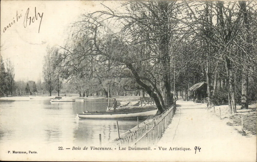Bois de Vincennes — Lac Daumesnil — Vista Artística — P. Marmuse, Paris, n°22 - Frente