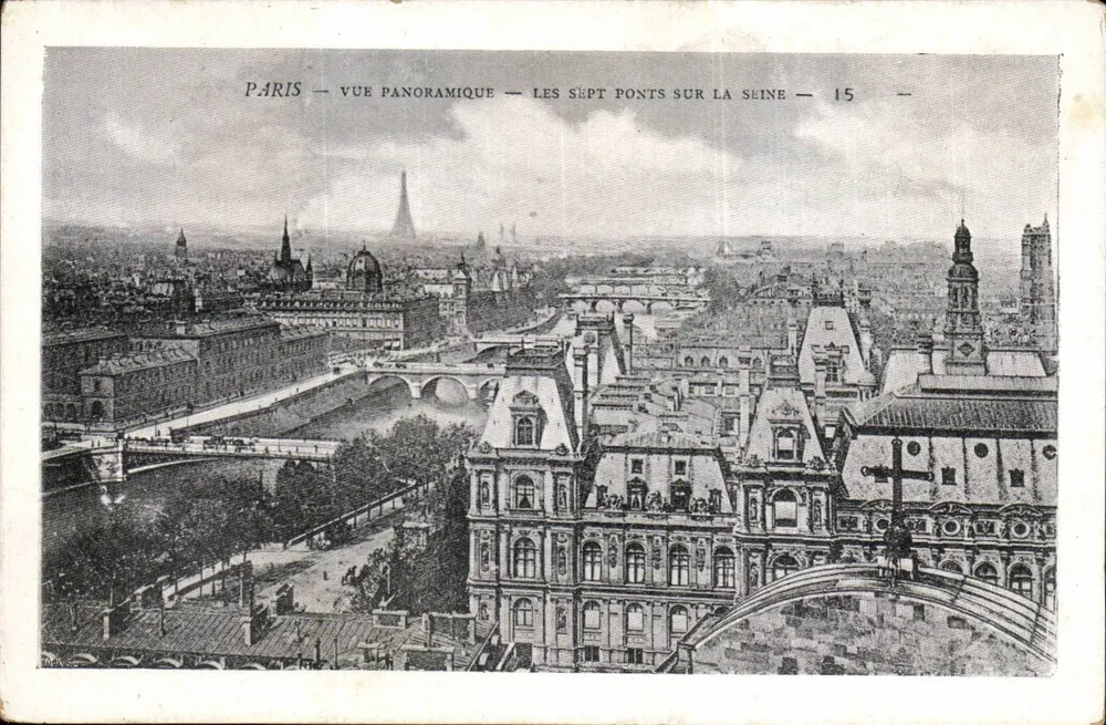 Paris — Panoramablick — Die sieben Brücken über die Seine — 15 - Vorderseite