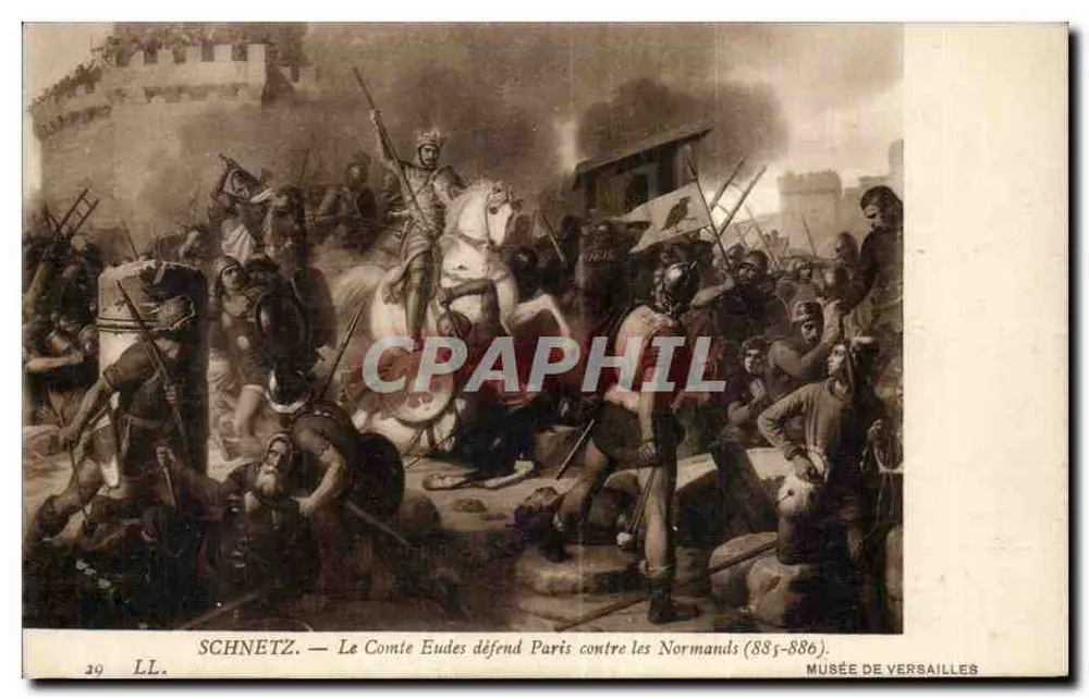 O Conde Eudes defende Paris contra os Normandos (885-886) — Schnetz — Museu de Versailles - Frente