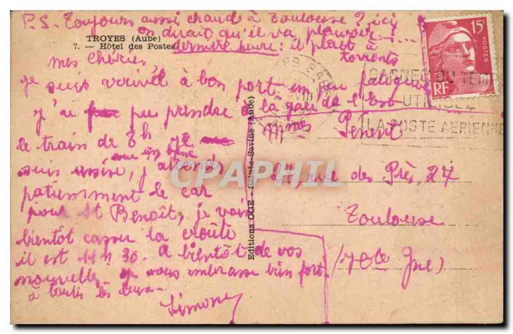 Edifício dos Telefones, Correios e Telégrafos — Paris — Éditions Savine (n°7) - Verso