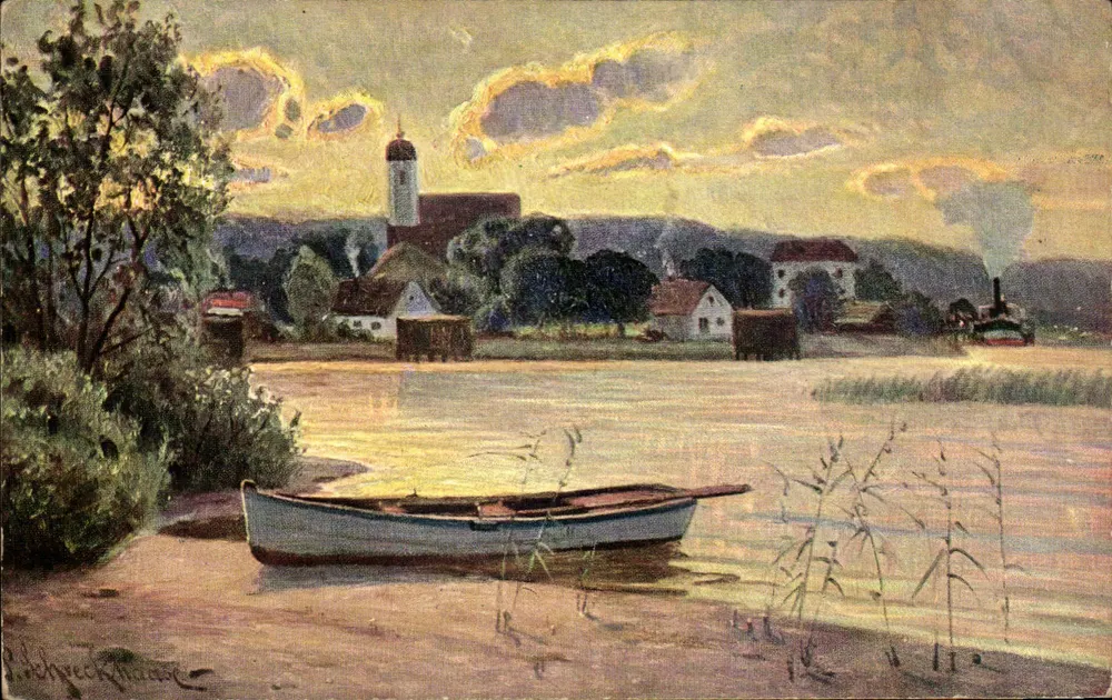Ammerssee — Blick auf das Dorf Schondorf — Verlag Schneckhaase, Serie 397 - Vorderseite