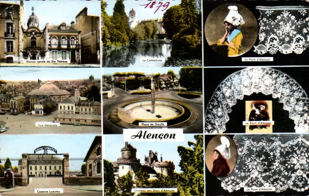 Alençon — widok panoramiczny z zabytkami i punktem Alençon — REAL-PHOTO - Awers