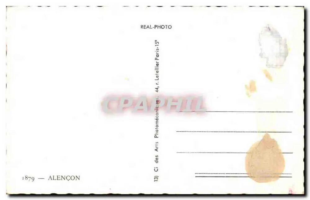 Alençon — widok panoramiczny z zabytkami i punktem Alençon — REAL-PHOTO - Rewers