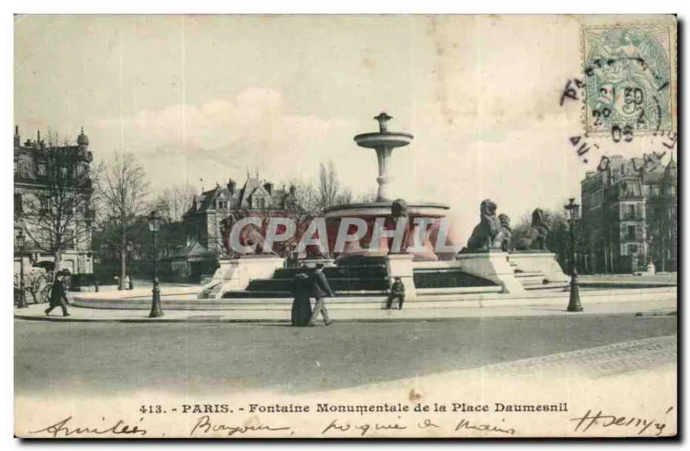 Paris - Monumentale Fontäne der Place Daumesnil — Verlag Braysen, Nr. 413 - Vorderseite
