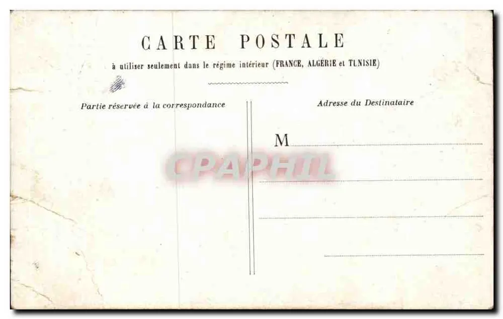 Casamento — cena de casal em traje — Carta postal interior França, Argélia, Tunísia - Verso