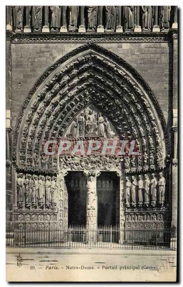 Paris - Notre-Dame - Portal principal (Centro) - Frente