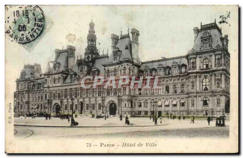 Parijs - Hôtel de Ville — uitgever E.R., Parijs, n°73 - Voorkant