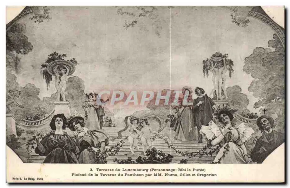 Terrasse du Luxembourg — Plafond de la Taverne du Panthéon par MM. Numa, Gillet et Grégorian — Hélie E. Le Dey, Paris - Recto