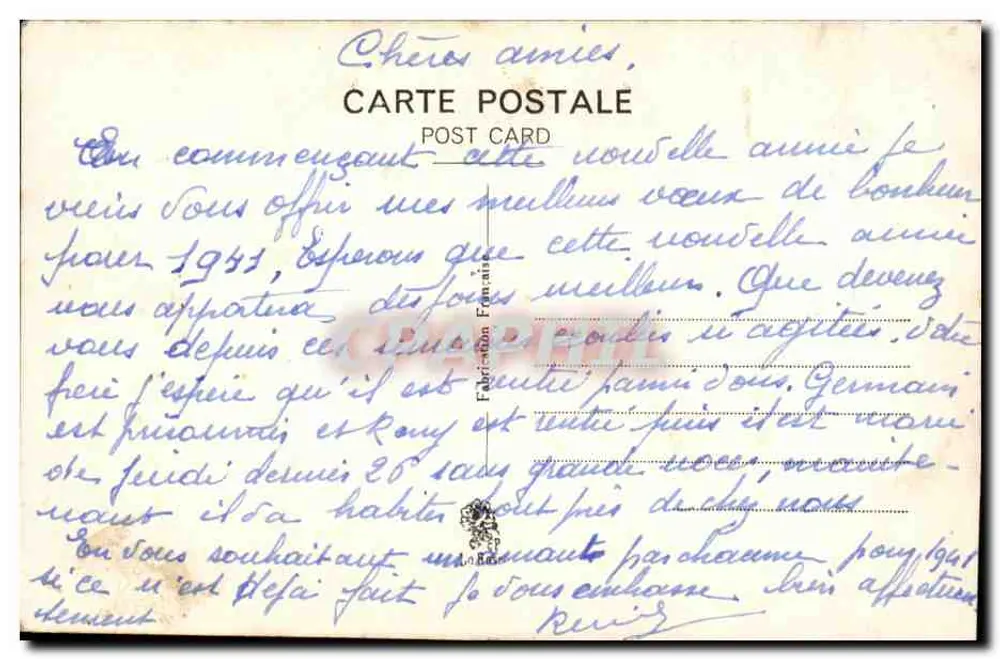 Coppel in foto — Goed jaar — Antieke ansichtkaart uit Frankrijk - Achterkant