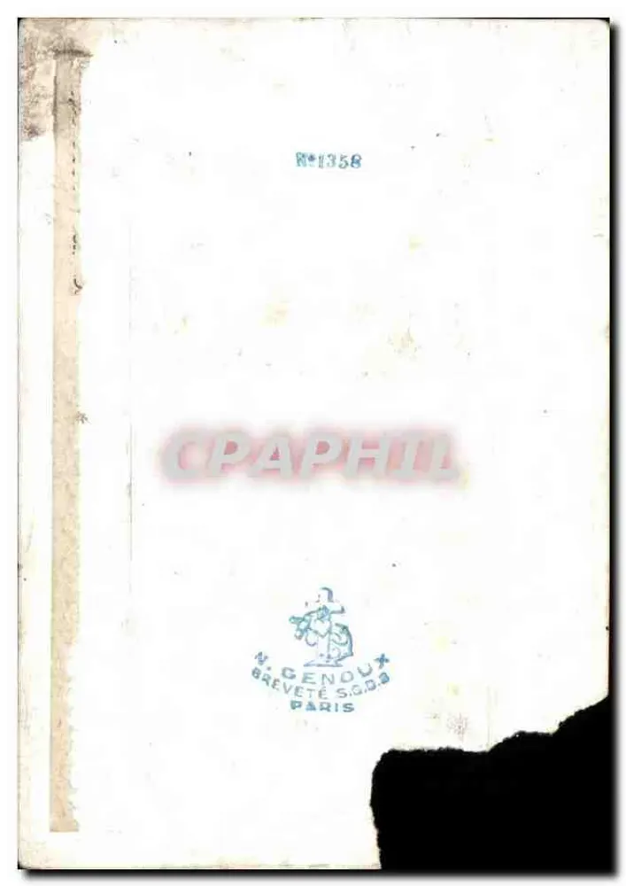 Kreuz aus Trauben — religiöses Motiv mit Traubenklustern — Verlag N. GENOUX BREVETÉ S.C.D.A. PARIS, Nr. 1358 - Rückseite