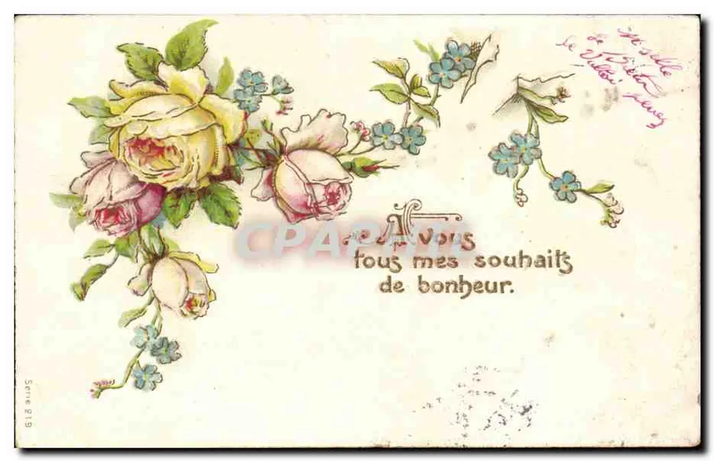 Flores — Rosas e pensamentos — E.P. Paris, série 819 - Frente