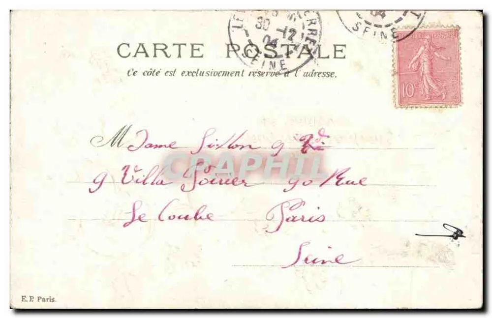 Flores — Rosas e pensamentos — E.P. Paris, série 819 - Verso