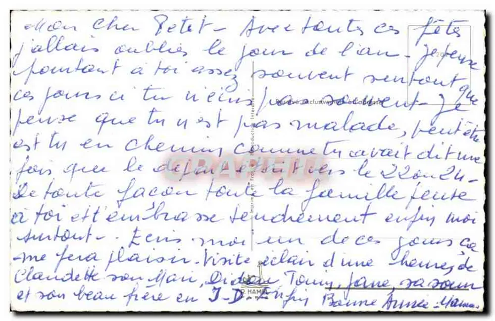 Schneeschloss — Kind vor einem Winterhaus — Verlag nicht sichtbar - Rückseite