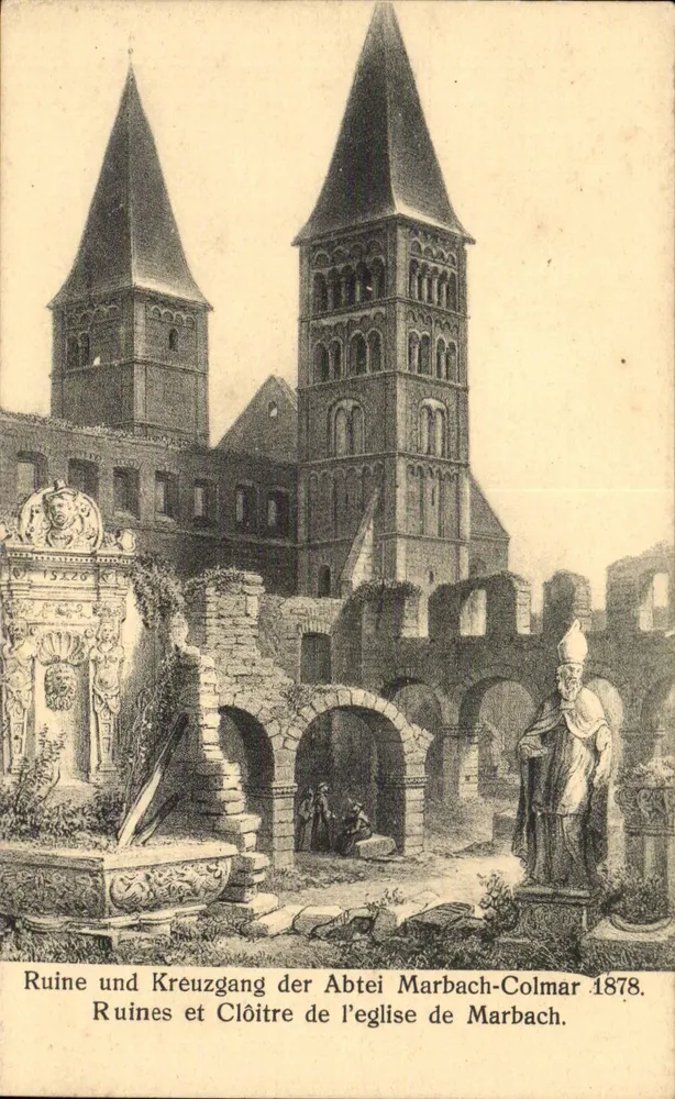मारबाच-कॉलमार के चर्च के अवशेष और क्लॉइटर — 1878 — जुल. मैनेस & सी, स्ट्रासबर्ग - आगे