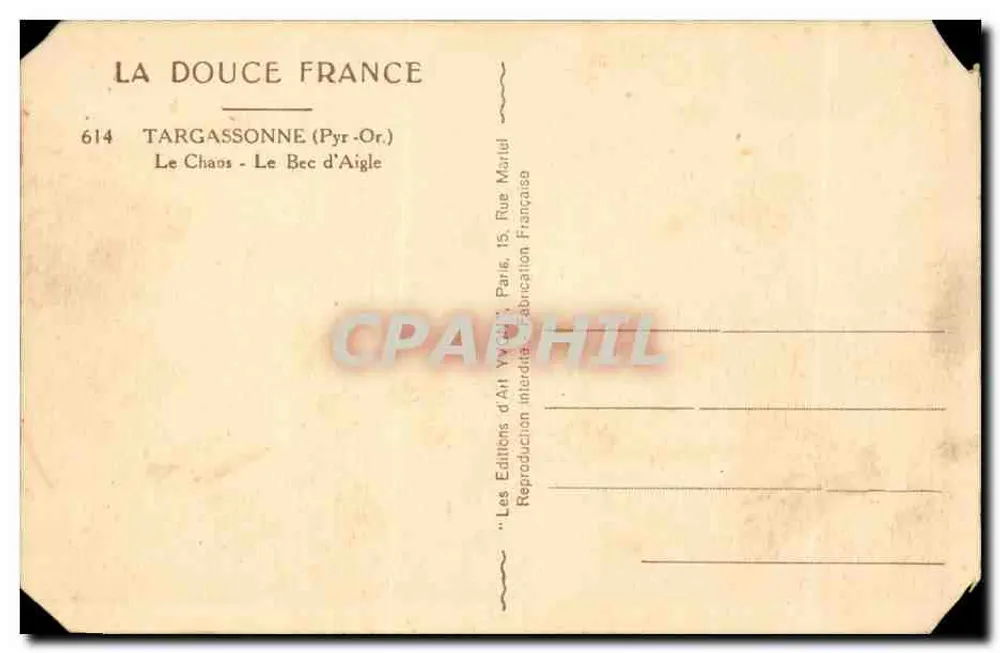 Der Adlerblick — Targassonne (Pyrénées-Orientales) — La Douce France, Nr. 614 - Rückseite