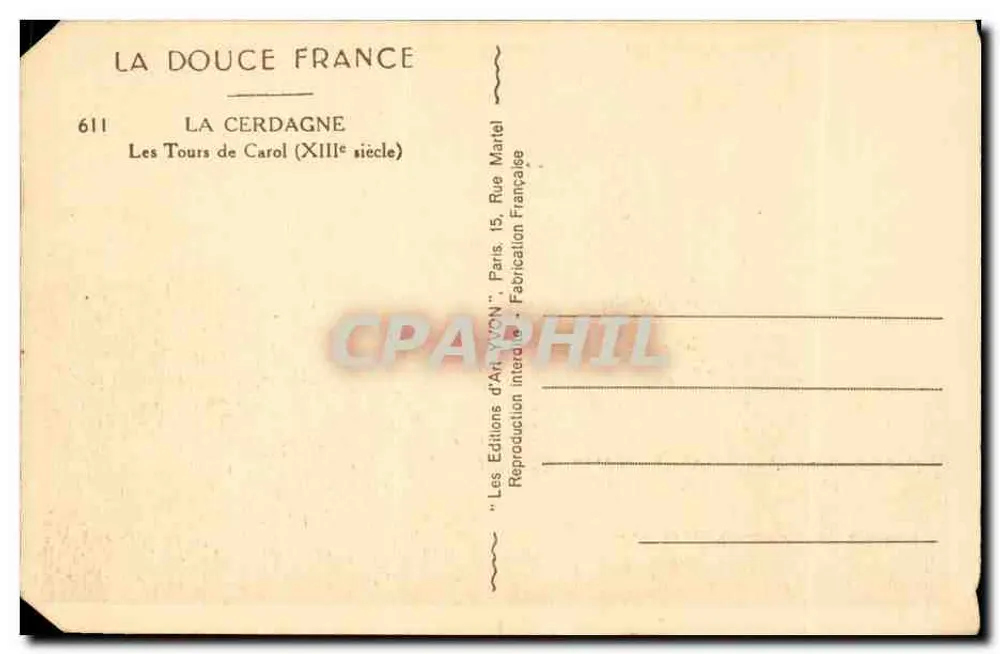 As Torres de Carol — Século XIII — Les Éditions d'Art Yvon, Paris - Verso