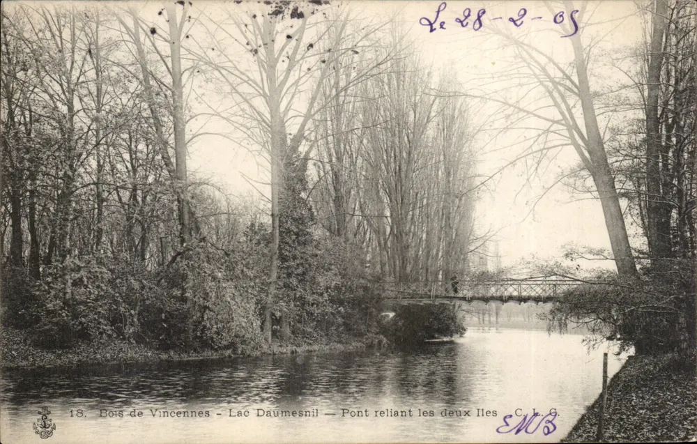 Bois de Vincennes - Lac Daumesnil - Pont reliant les deux îles — C.L.C. n°18 - Recto