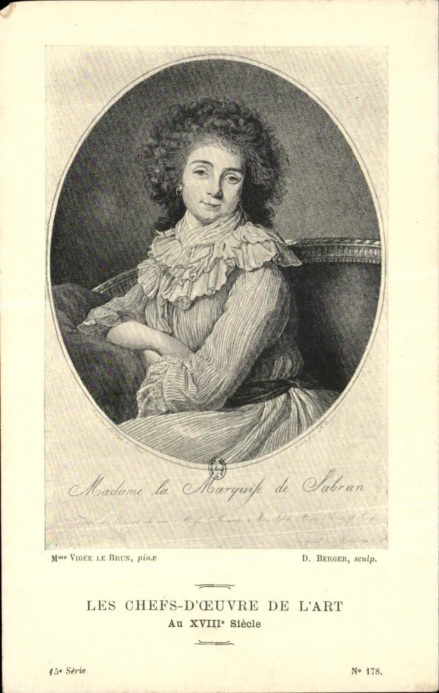 Madame a Marquesa de Sabran — Retrato gravado — D. Berger, sculp. — Série 45, N° 178 - Frente