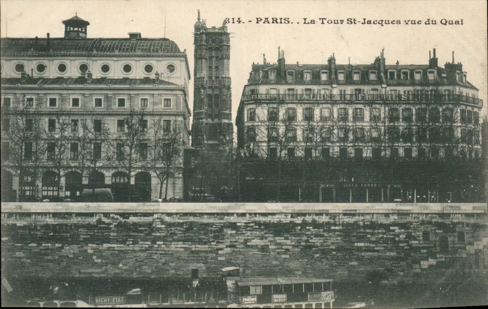 Paris - La Tour Saint-Jacques vue du Quai — Vichy État, n°314 - Recto