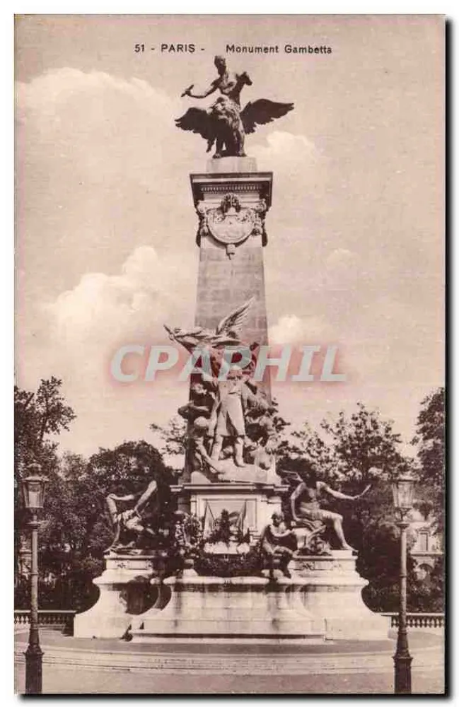 Paris - Monument Gambetta — editor Imprimé Illustré, n° de série 51 - Frente