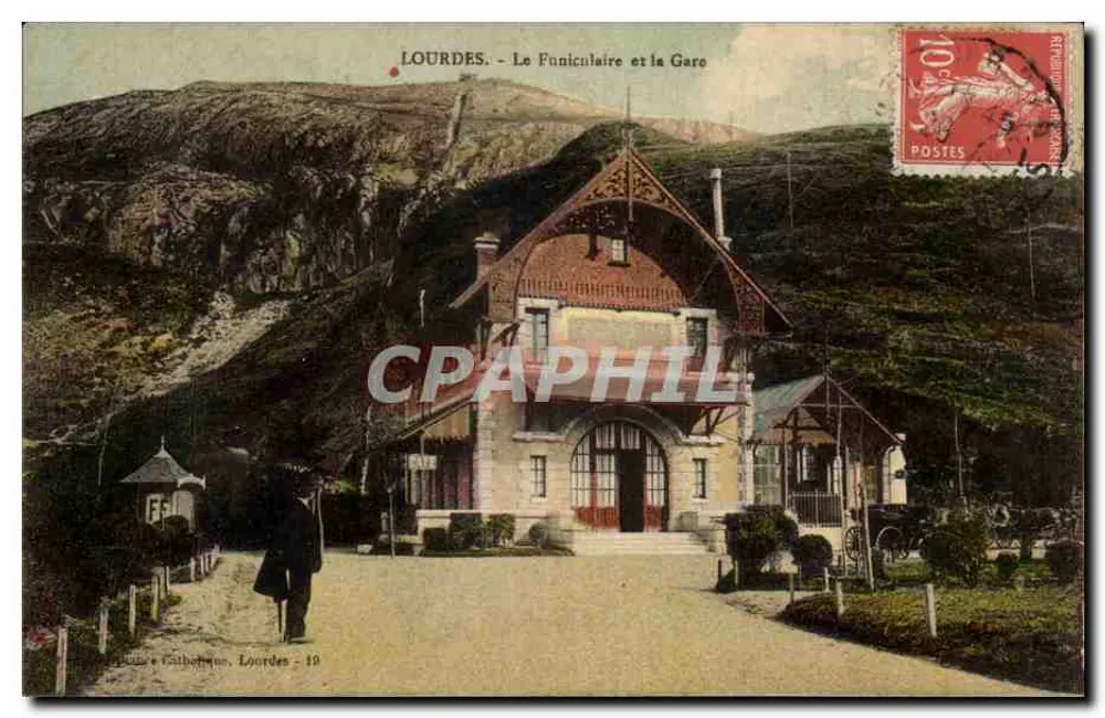 Lourdes - O Funicular e a Estação — Editor: Éd. Catholique, Lourdes - 19 - Frente