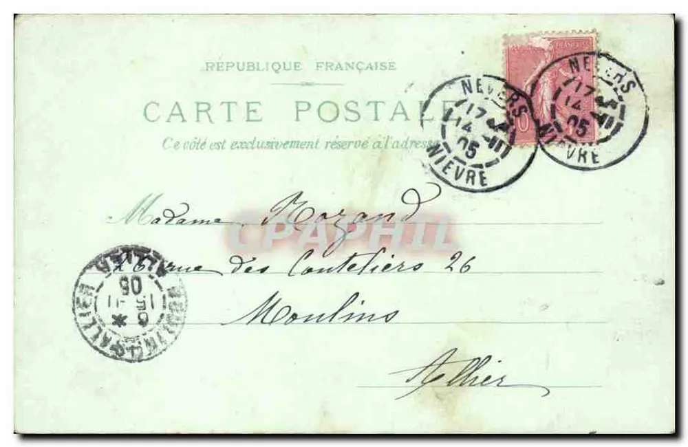 Paris — Le Moulin Rouge (extérieur) — Imp. Courmont Frères, Bâchet, Éditeur - Verso