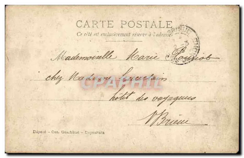 Familie auf blühendem Balkon — 'Au revoir papa!' — Verlag APOSTES, n° II - Rückseite