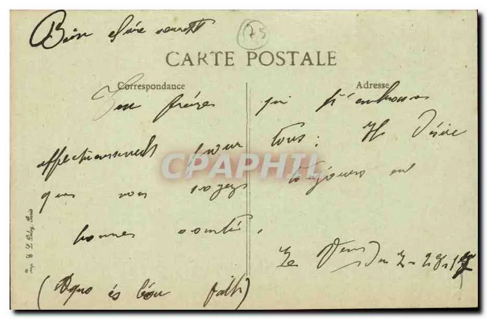 Paris — Statue de Henri IV et le Pont-Neuf — éditeur C. E. (n° 4613) - Verso