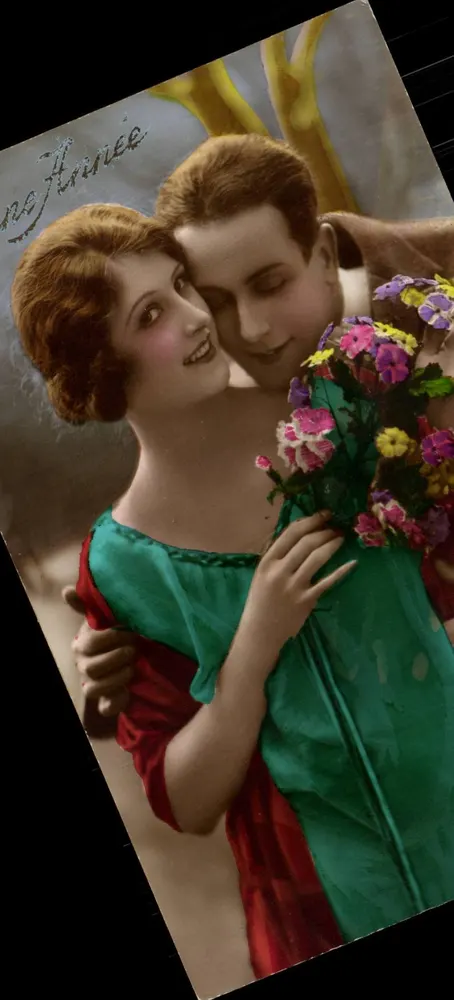 Jovens Amantes — Carta de vœux para o ano — Fabricação Francesa - Frente