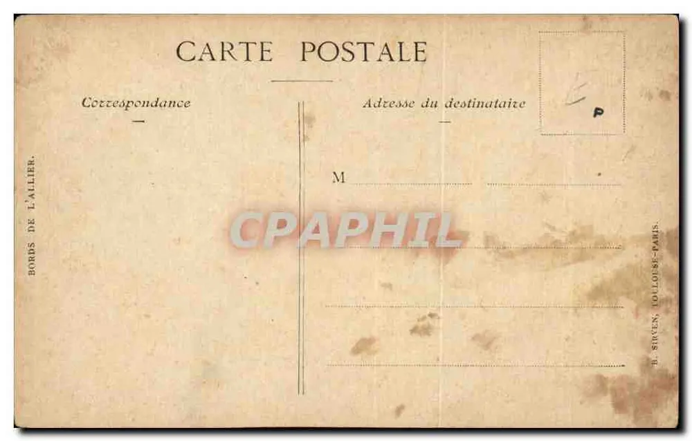 Bords dell'Allier — paesaggio con pescatore — B. SIVCKEN, LULLOISE-PARIS - Verso