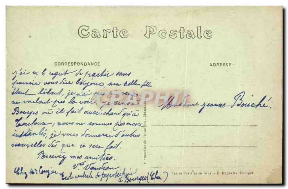 Bourges — Vue centrale prise du Palais Jacques-Cœur — Éditeur E. Maquaire, n° 402 - Verso
