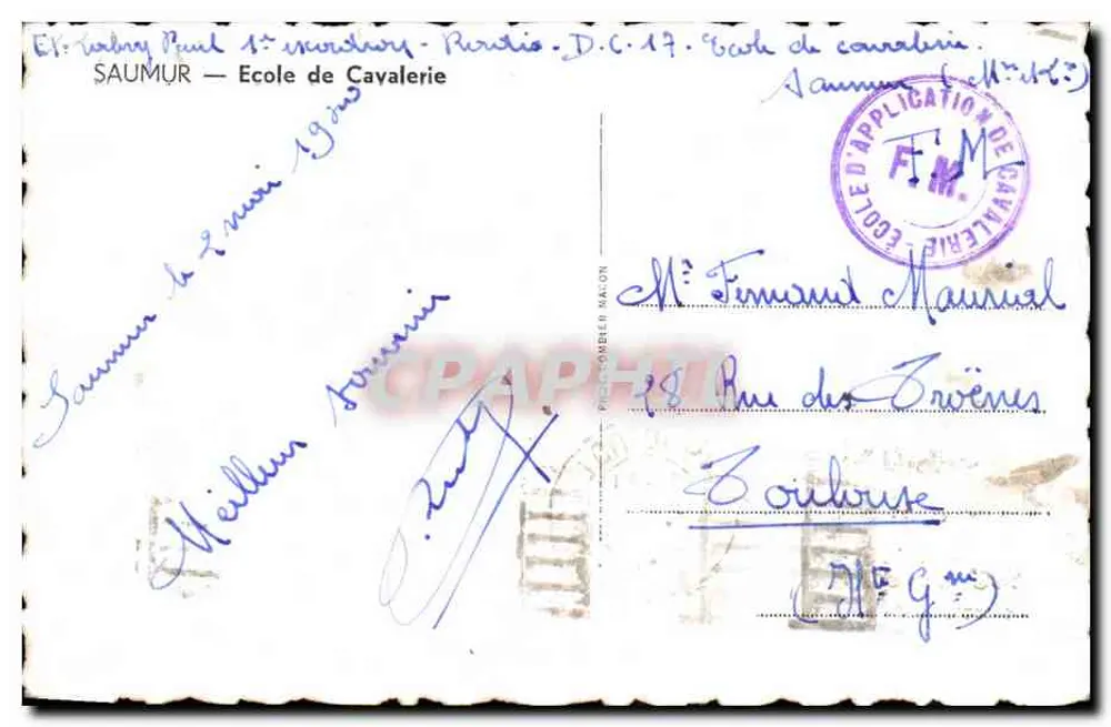 Saumur — Escola de Cavalaria - Verso
