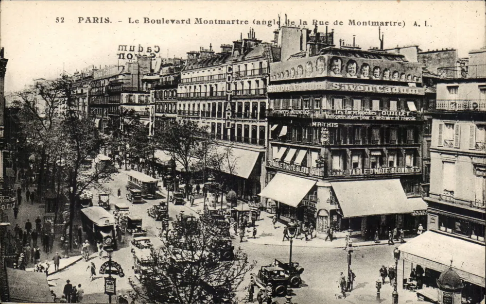 Paris — O Boulevard Montmartre (canto da Rue de Montmartre) — A. L. - Frente