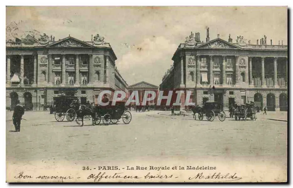Paris - La Rue Royale und die Madeleine - Gutes Andenken - anonymer Verlag, Nr. 34 - Vorderseite