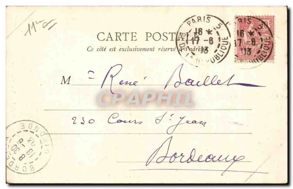 Paris — A Coluna de Julho — B.F. Paris, n°97 - Verso