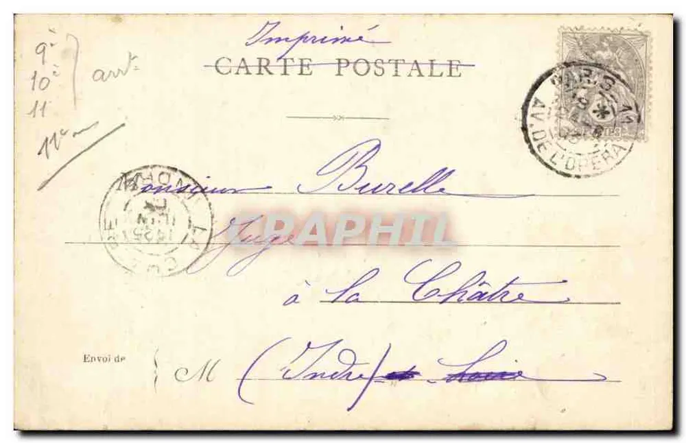 Paris — Estátua da República — Impressora Postal - Verso