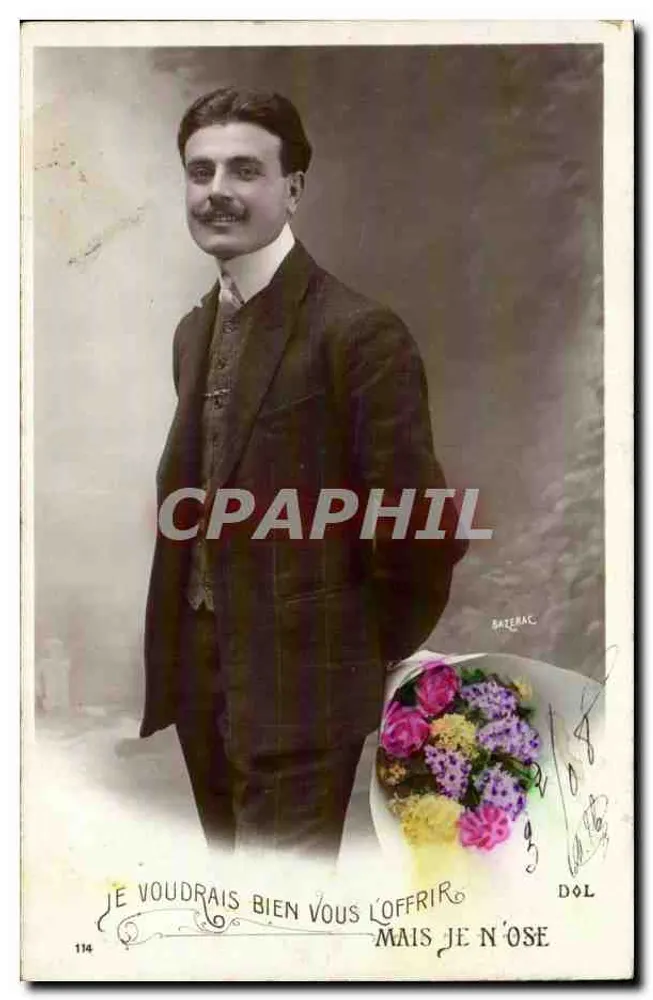 Homem com bigode — com buquê — BAZERAC, n°114 - Frente
