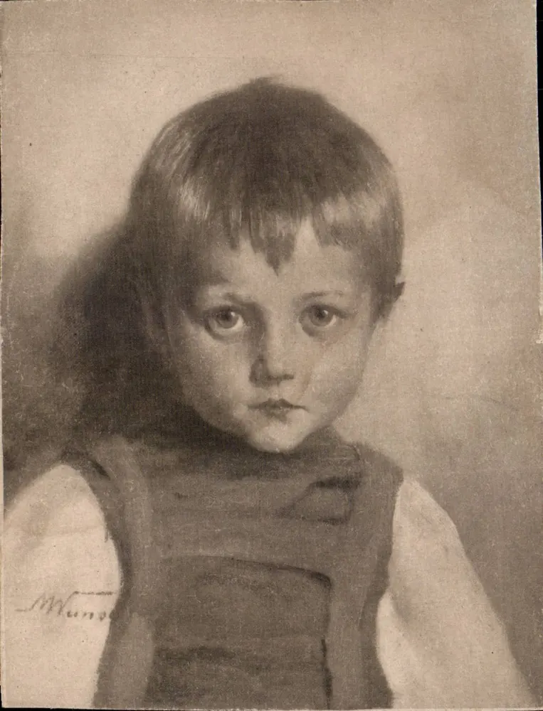Retrato de criança — desenho a carvão — M. Mungo - Frente