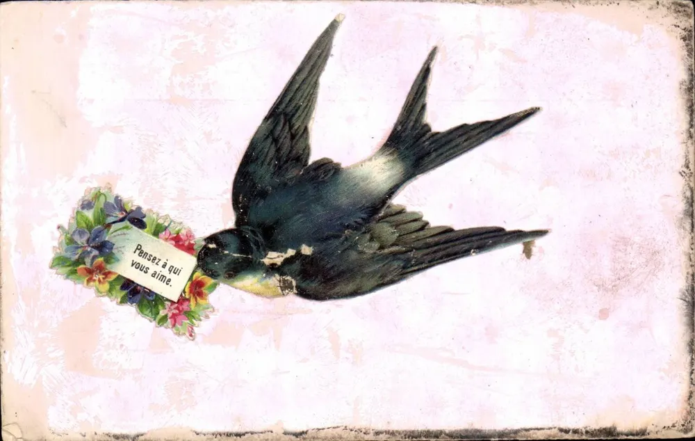 Vogel mit einer Nachricht — Denke an die, die du liebst. — Verlag nicht sichtbar - Vorderseite