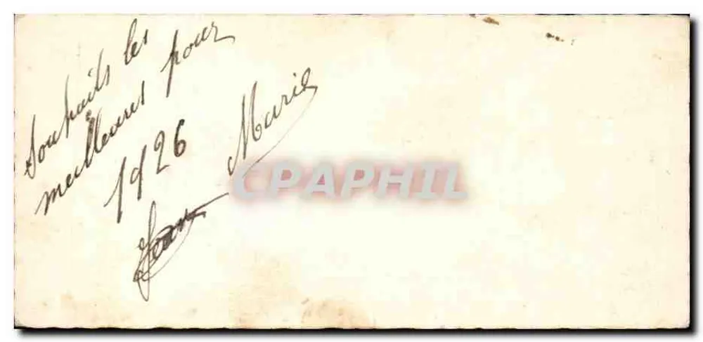 Deux moineaux sur branche enneigée — Bonne Année — Carte postale datée 1926 - Verso