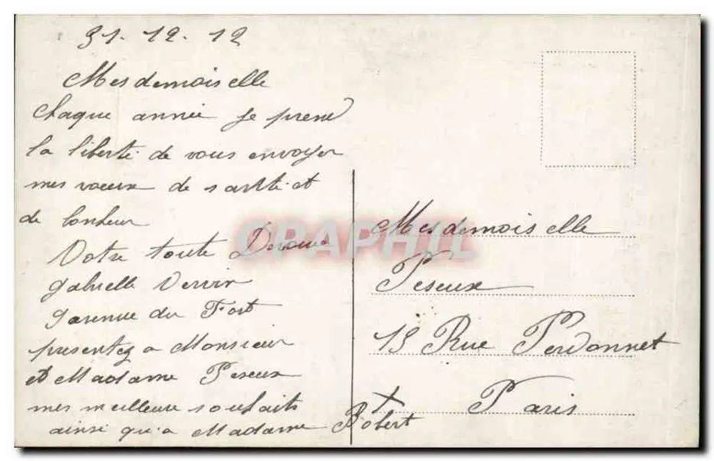 Frau in grüner Robe mit Blumenstrauß — Verlag 'Marianne' — Nr. 3080 - Rückseite