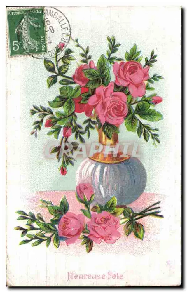 Blütenstrauß aus Rosen — Frohe Feier — Verlag nicht sichtbar - Vorderseite