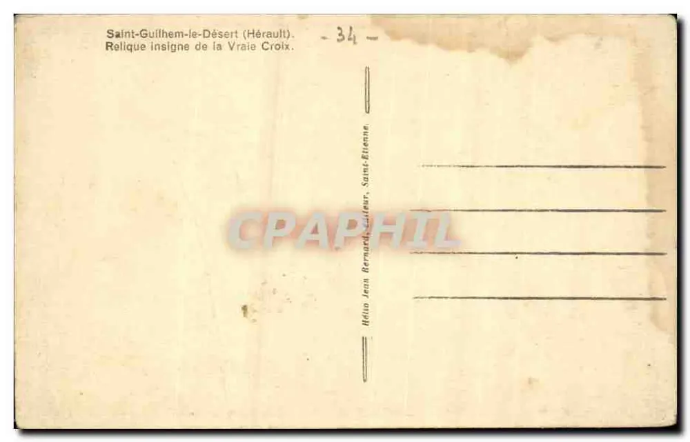 Ornate Cross — Relikte der Echten Kreuzes — Verlag Hélios Jean Bernard, Serie 34 - Rückseite