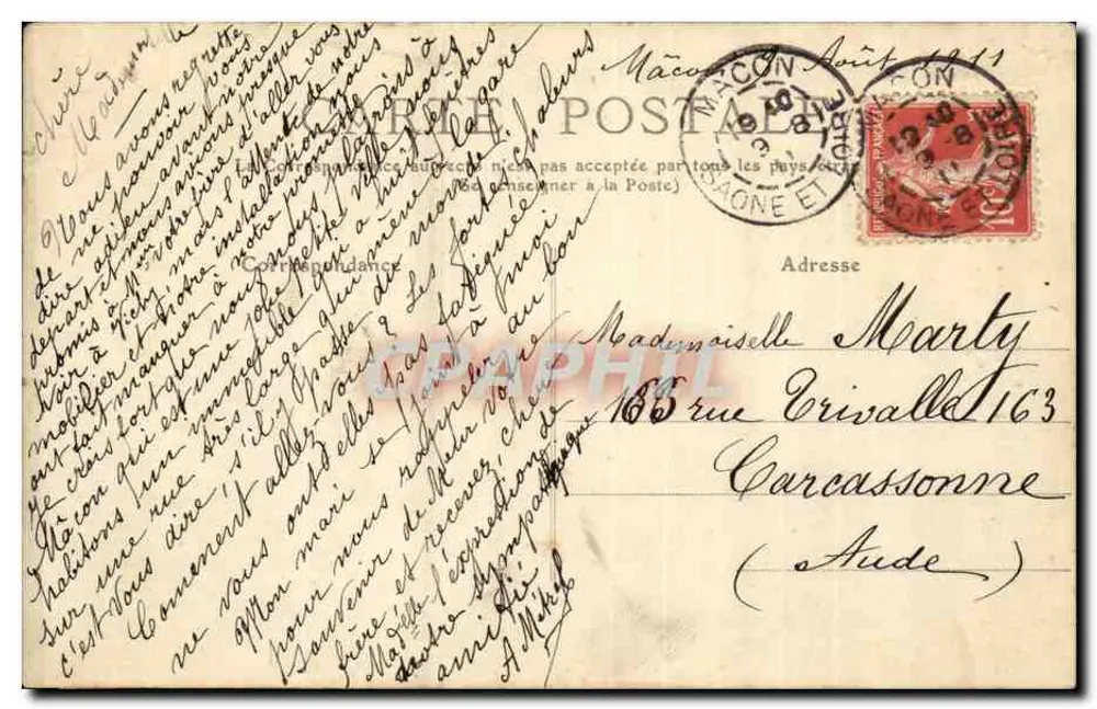 Macon — Igreja de São Pedro — Carta postal n°20 - Verso