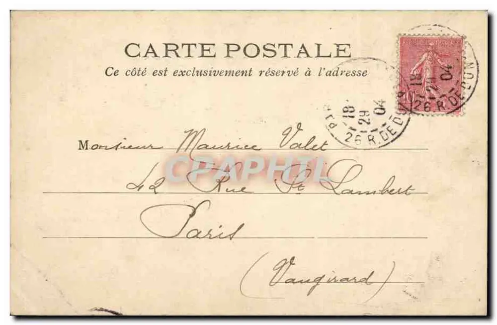 Paris — A Sorbonne — L. J. & C°, Angoulême-Paris - Verso