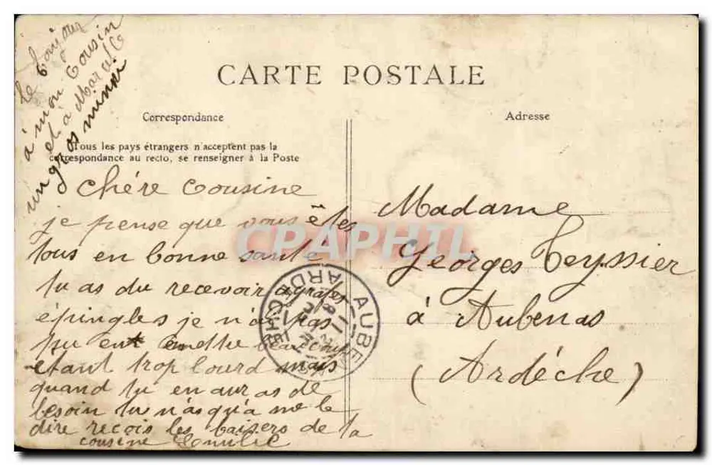 Paris — Quartel do Castelo d'Água — Chapellerie, 46, Boulevard Voltaire - Verso