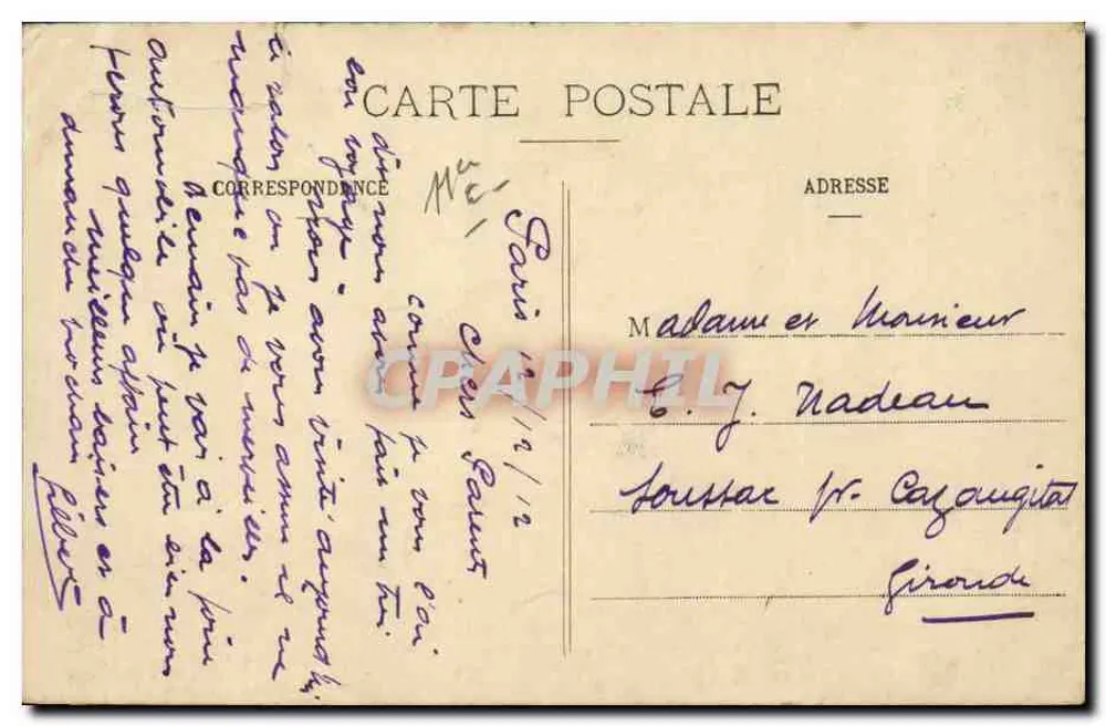 Paris — Les Colonnes de la Nation — éditeur impr. sur la carte n°118 - Verso