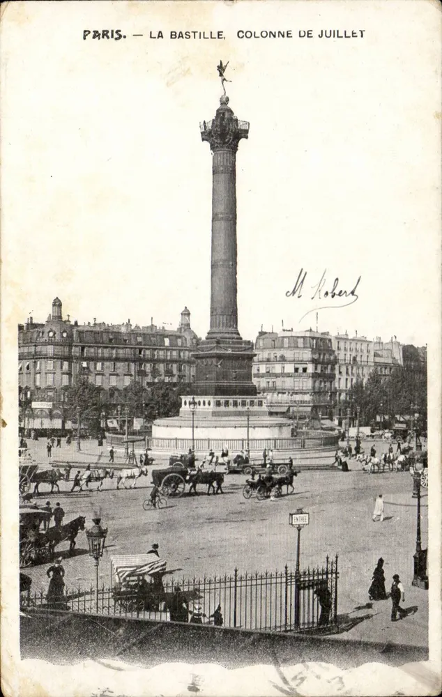 Paris — Die Bastille, Säule vom Juli — M. Robert - Vorderseite