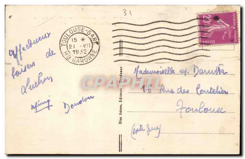 Luchon — Vogelperspektive und Tal von Luchon — Aufgenommen vom Mail Soulán — BR. — 75. - Rückseite